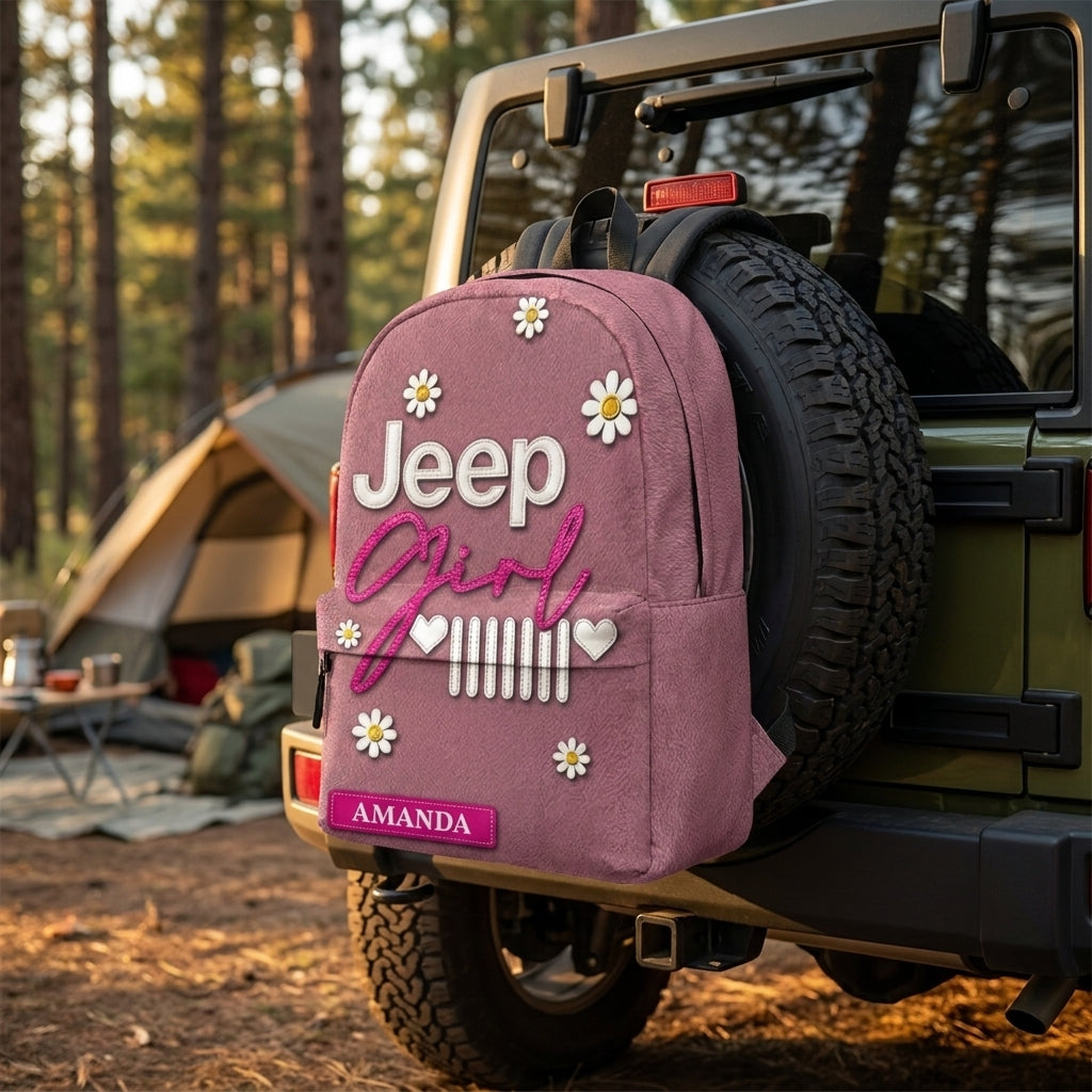Jeep Girl Pink Personalized Backpack