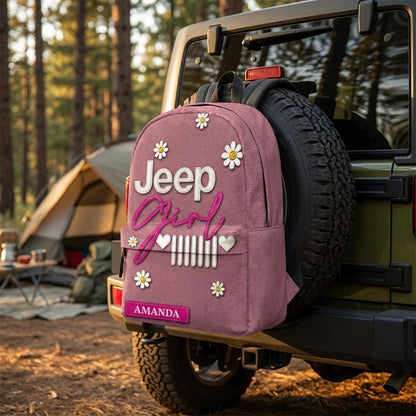 Jeep Girl Pink Personalized Backpack