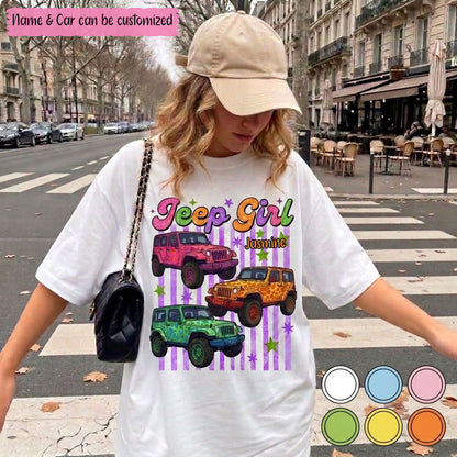 Colorful Jeep Girl Personalized T-Shirt