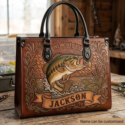 One More Cast Bass Fishing Leather Bag + Free Wallet