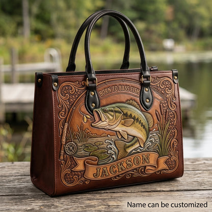 Born to Bass Fish Leather Bag + Free Wallet