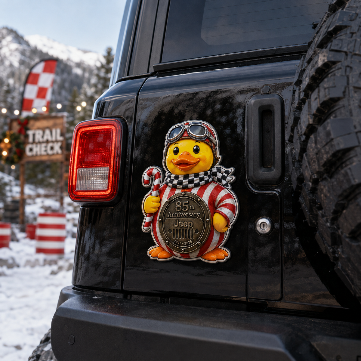 Jeep 85th anniversary Christmas duck vinyl magnet V4