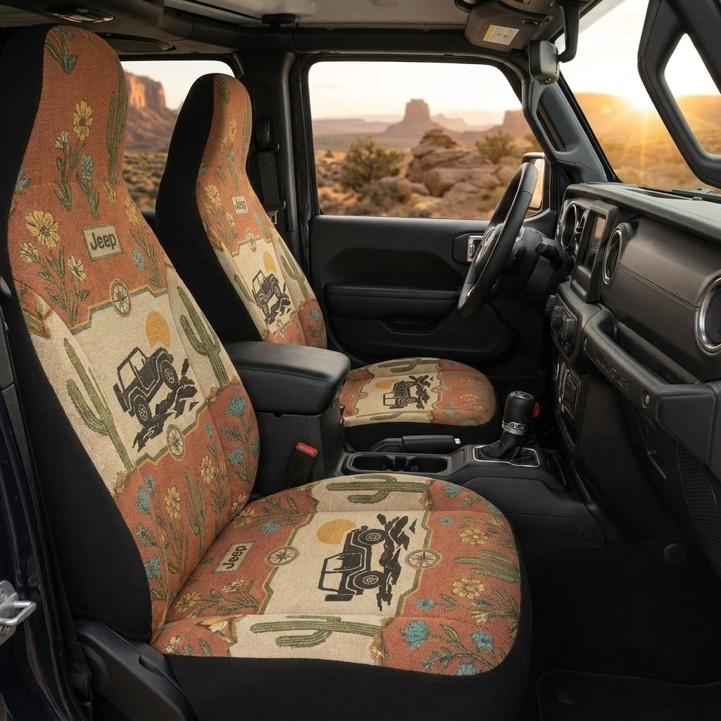 Desert Cactus Bloom Car Seat Cover