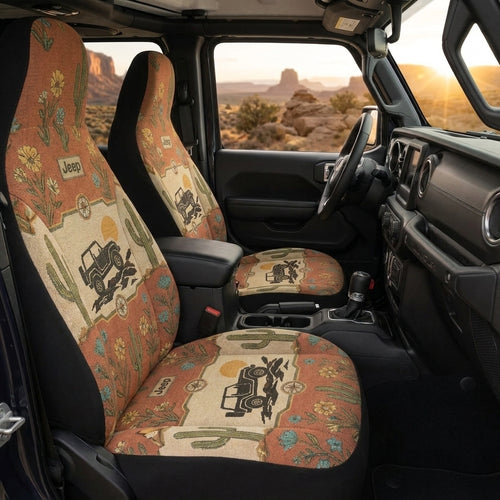 Desert Cactus Bloom Car Seat Cover