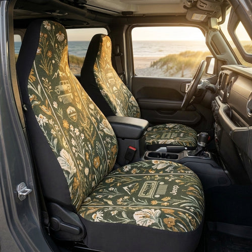 Wildflower Jeep Meadow Car Seat Cover