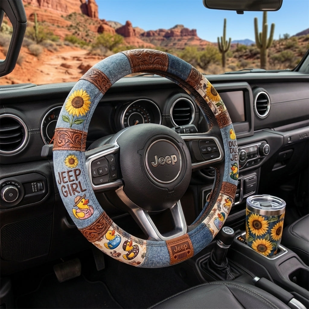 Sunflower Duck Duck Jeep Steering Wheel Cover