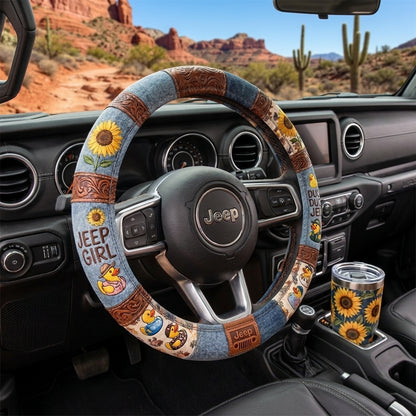Sunflower Duck Duck Jeep Steering Wheel Cover