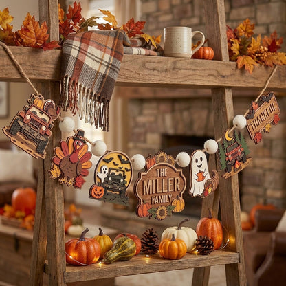 Thanksgiving Jeep Adventure Personalized Wooden Garland