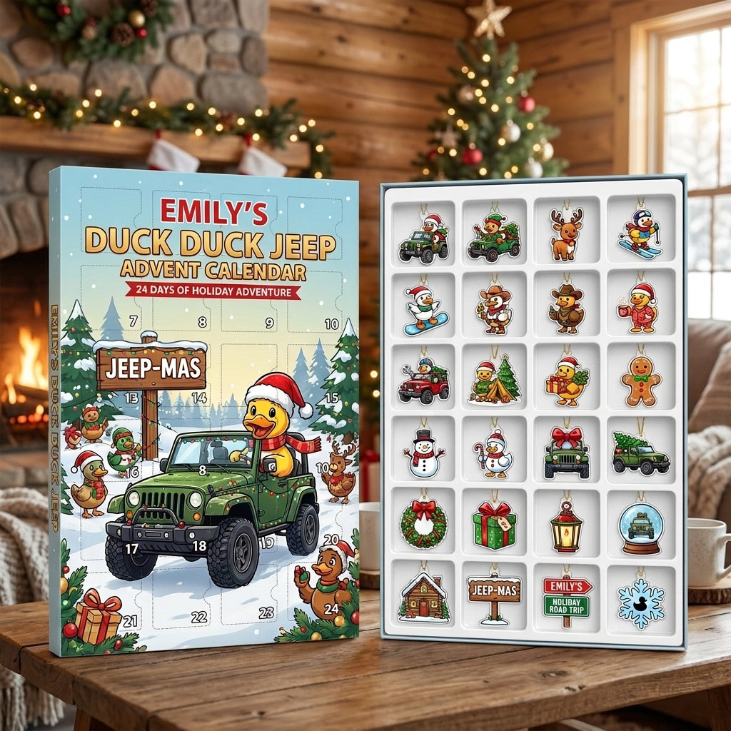 Green Jeep Christmas Adventure Personalized 24-Day Advent Calendar