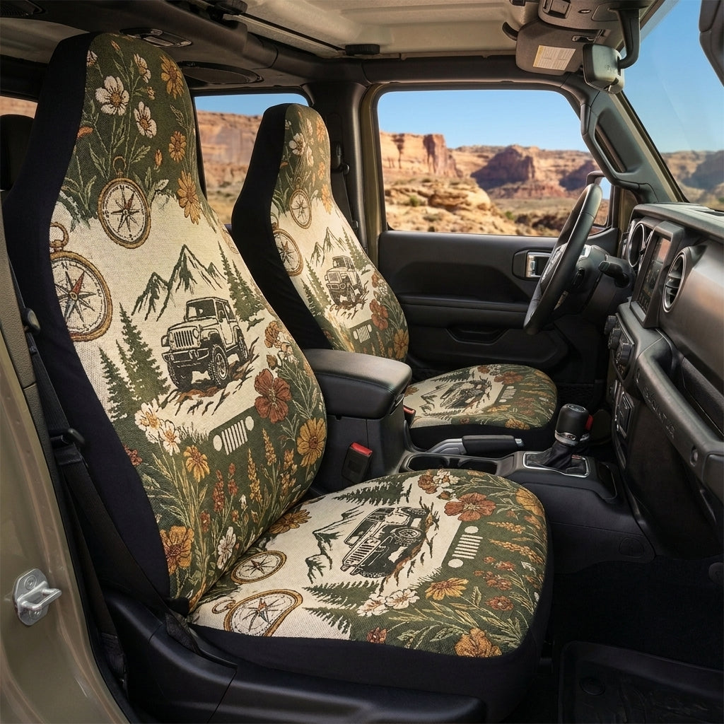 Jeep Mountain Wildflower Car Seat Cover