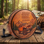 Jeep & Bee Personalized Circle Leather Crossbody Bag