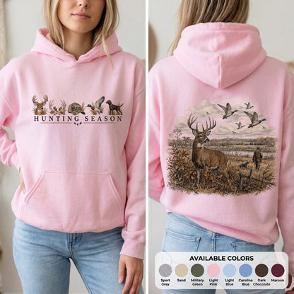 Hunting Season Hoodie, Vintage Deer Hunting Landscape Graphic Sweatshirt, Gift for Hunters