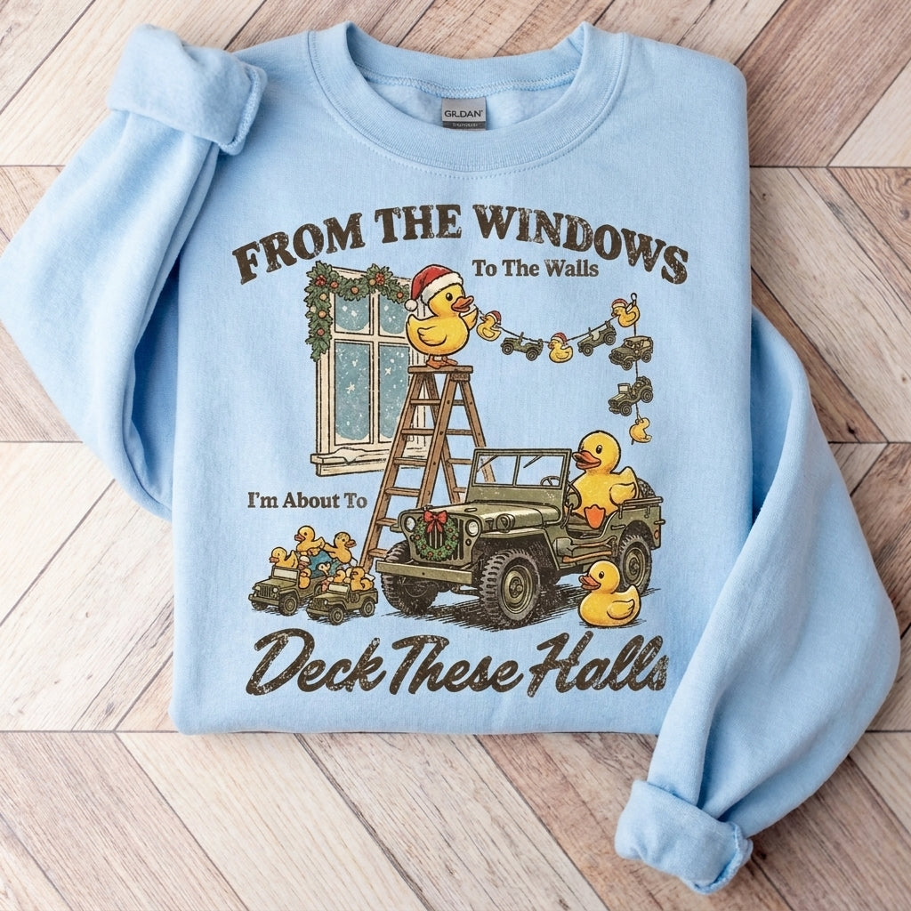 Funny Duck Off-Road Jeep Xmas Sweatshirt