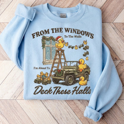 Funny Duck Off-Road Jeep Xmas Sweatshirt