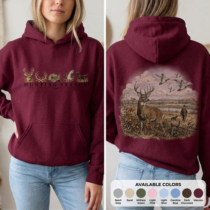 Hunting Season Hoodie, Vintage Deer Hunting Landscape Graphic Sweatshirt, Gift for Hunters