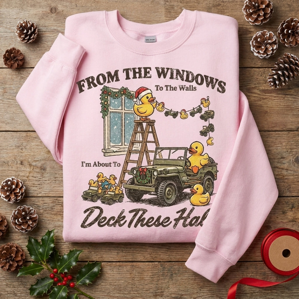 Funny Duck Off-Road Jeep Xmas Sweatshirt
