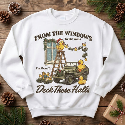 Funny Duck Off-Road Jeep Xmas Sweatshirt