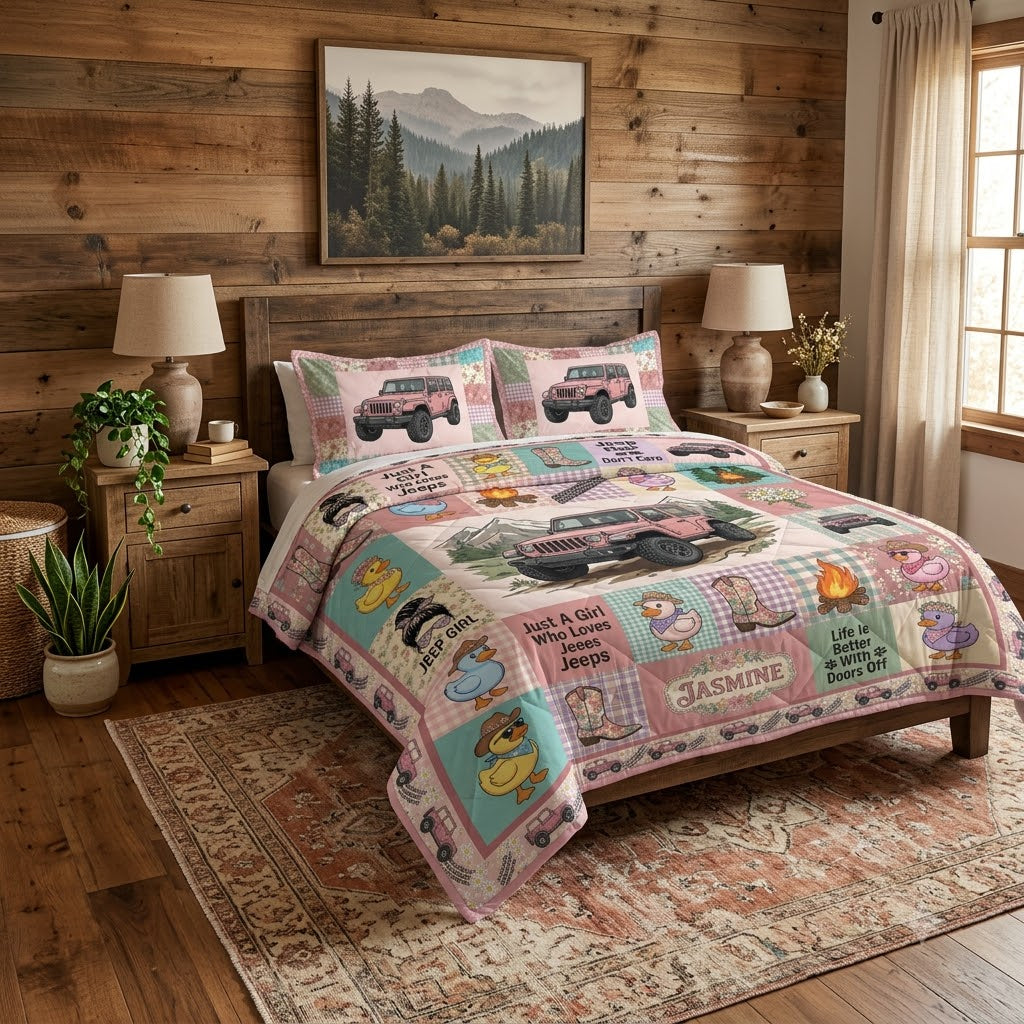 Just a Girl Who Loves Jeeps Personalized Quilt