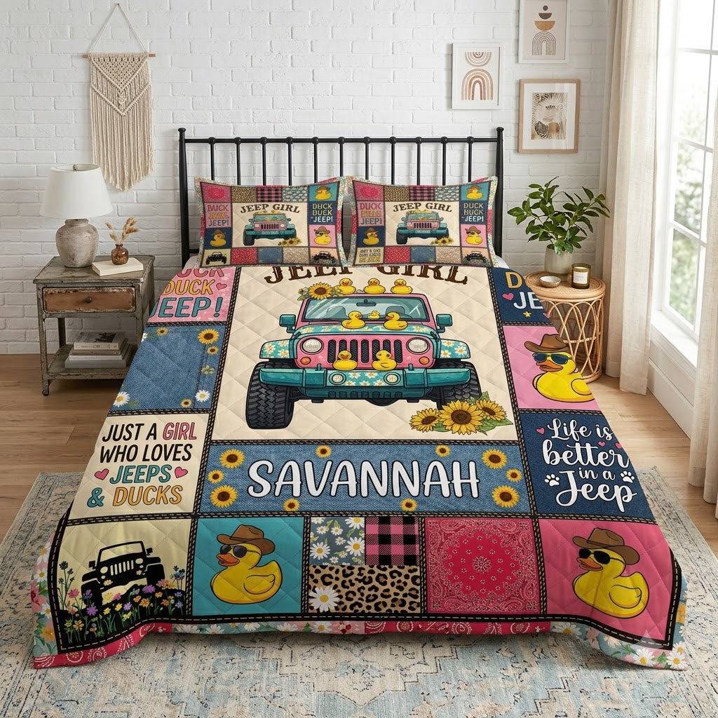 Duck Duck Jeep Personalized Quilt Bedding Set