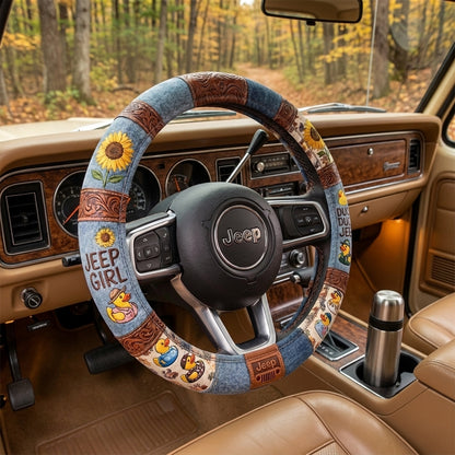 Sunflower Duck Duck Jeep Steering Wheel Cover