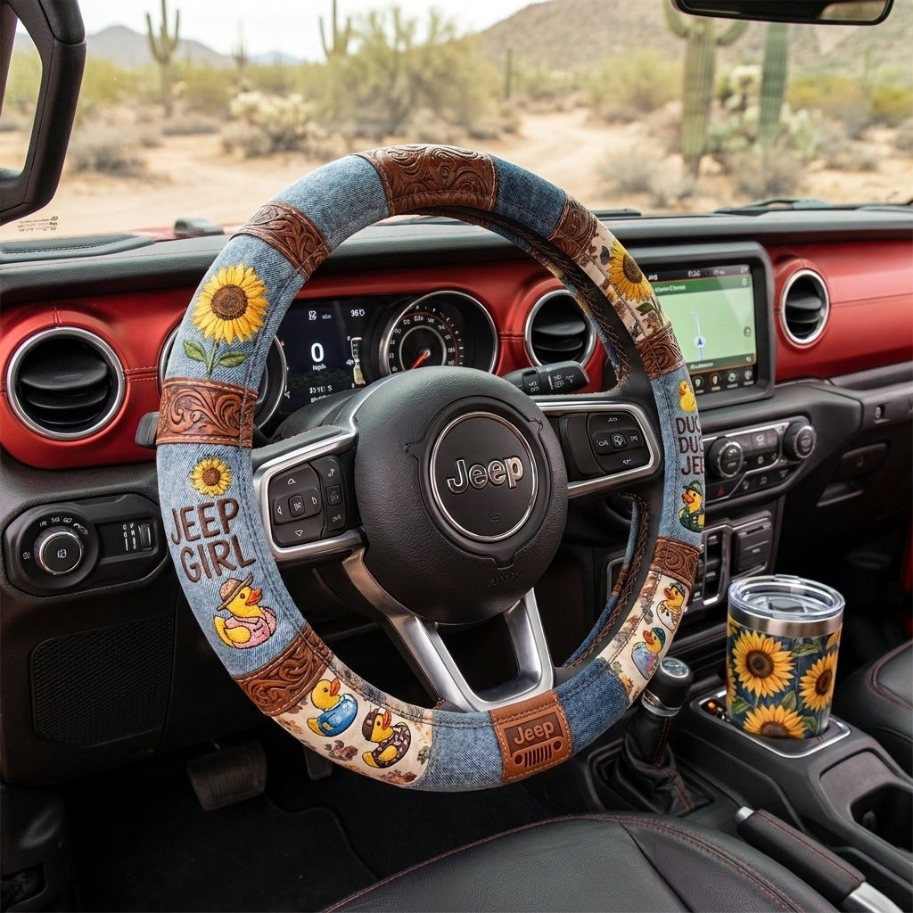 Sunflower Duck Duck Jeep Steering Wheel Cover