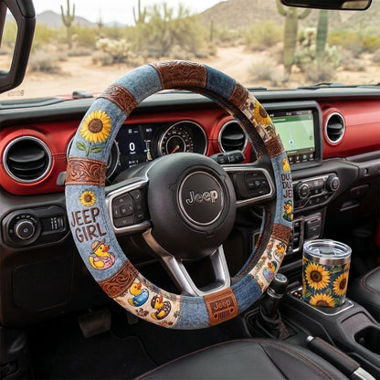 Sunflower Duck Duck Jeep Steering Wheel Cover