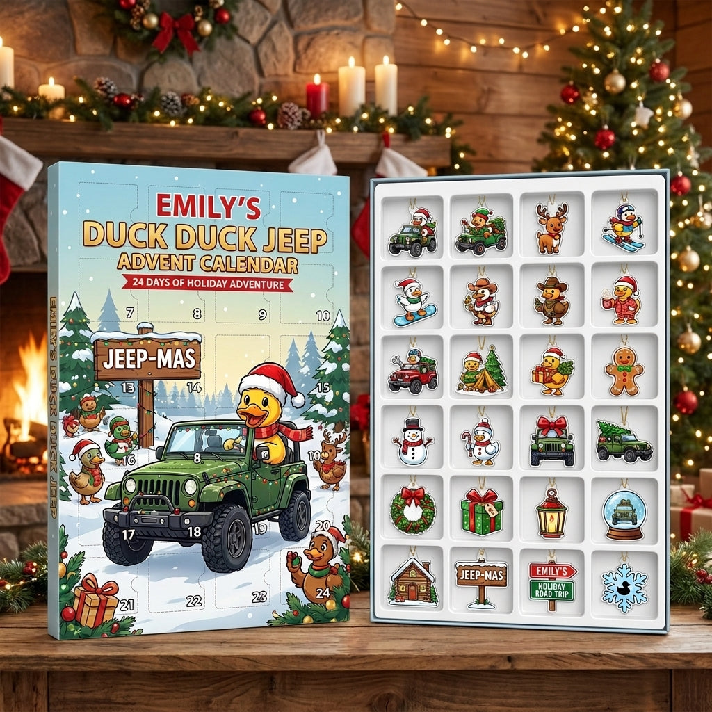 Green Jeep Christmas Adventure Personalized 24-Day Advent Calendar