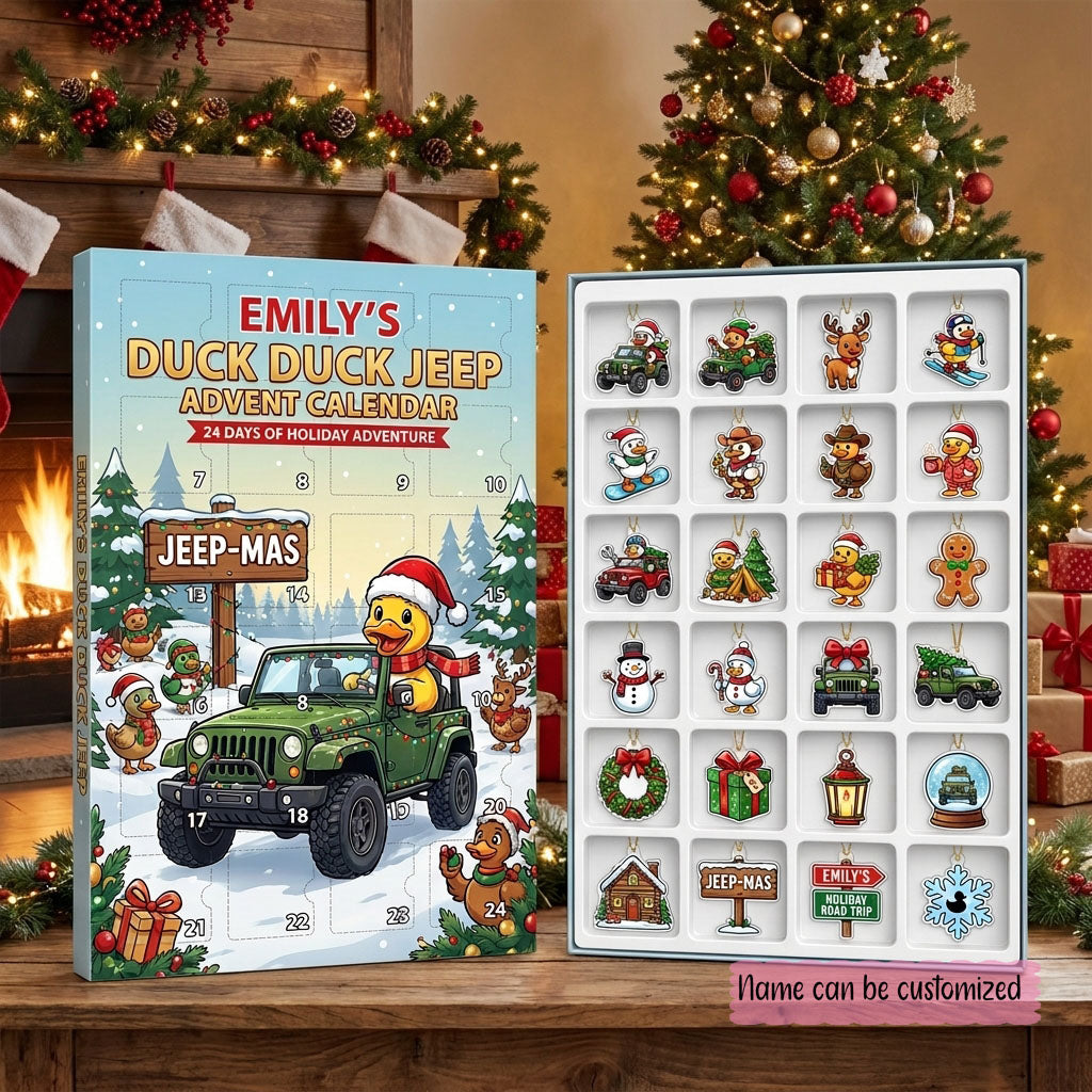 Green Jeep Christmas Adventure Personalized 24-Day Advent Calendar