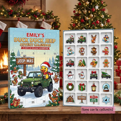 Green Jeep Christmas Adventure Personalized 24-Day Advent Calendar
