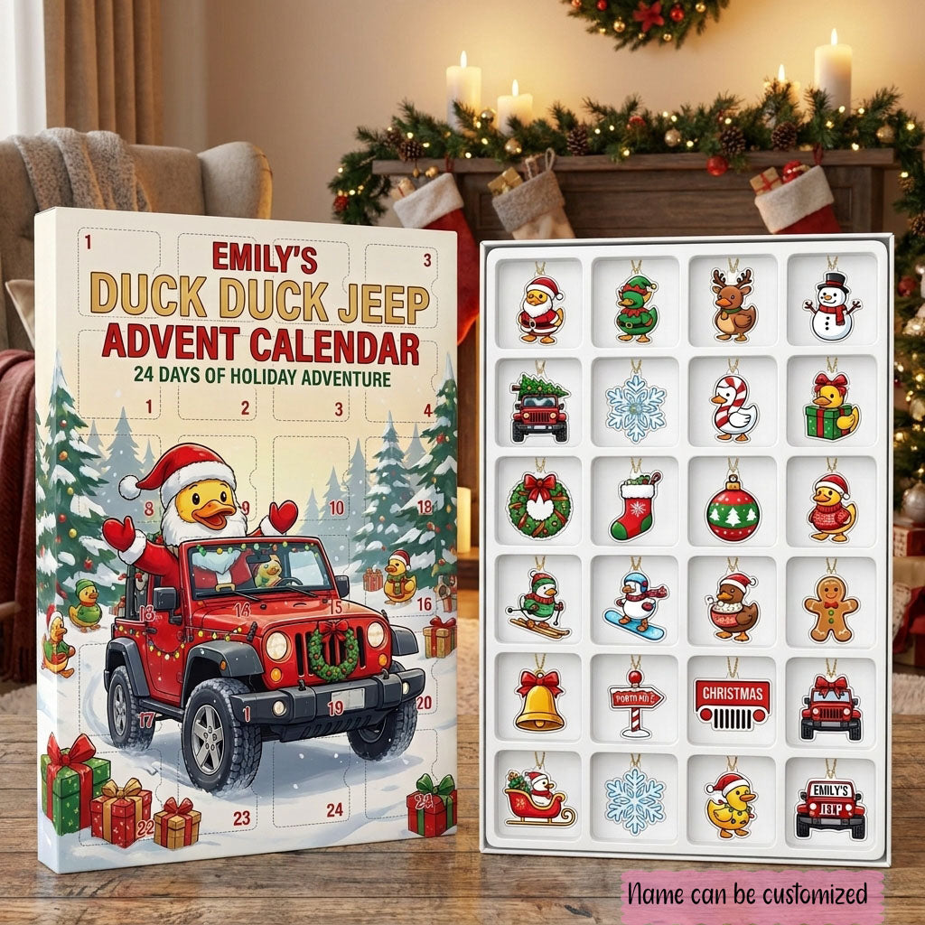 Red Jeep Christmas Cheer Personalized 24-Day Advent Calendar