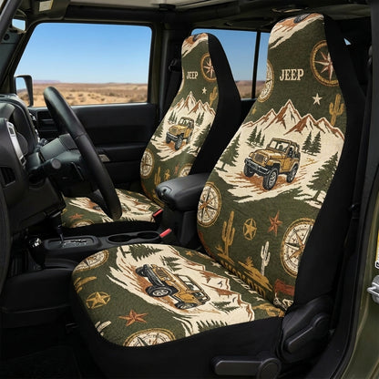 Vintage Mountain Jeep Car Seat Cover