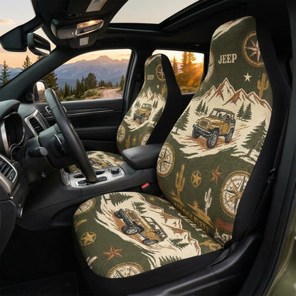 Vintage Mountain Jeep Car Seat Cover