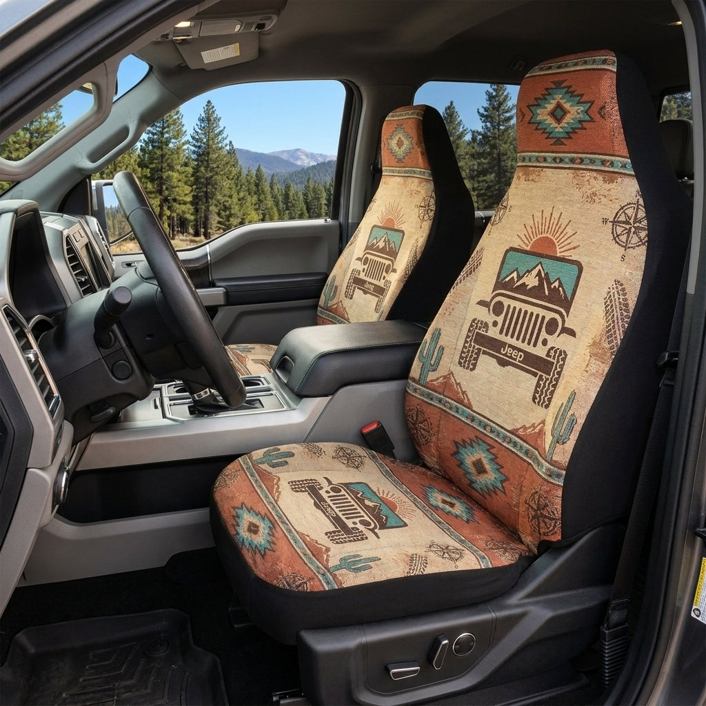 Jeep Desert Mountain Car Seat Cover