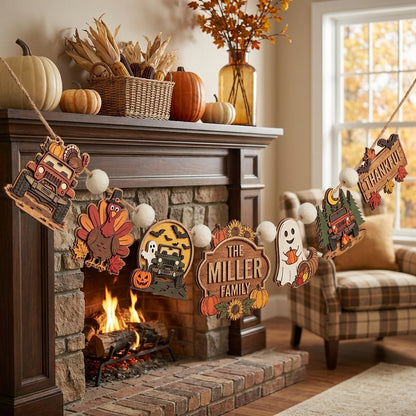 Thanksgiving Jeep Adventure Personalized Wooden Garland