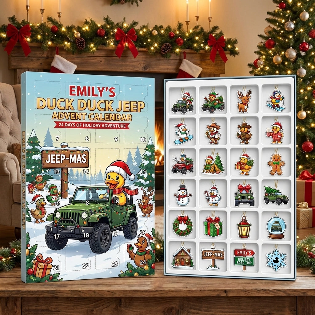 Green Jeep Christmas Adventure Personalized 24-Day Advent Calendar