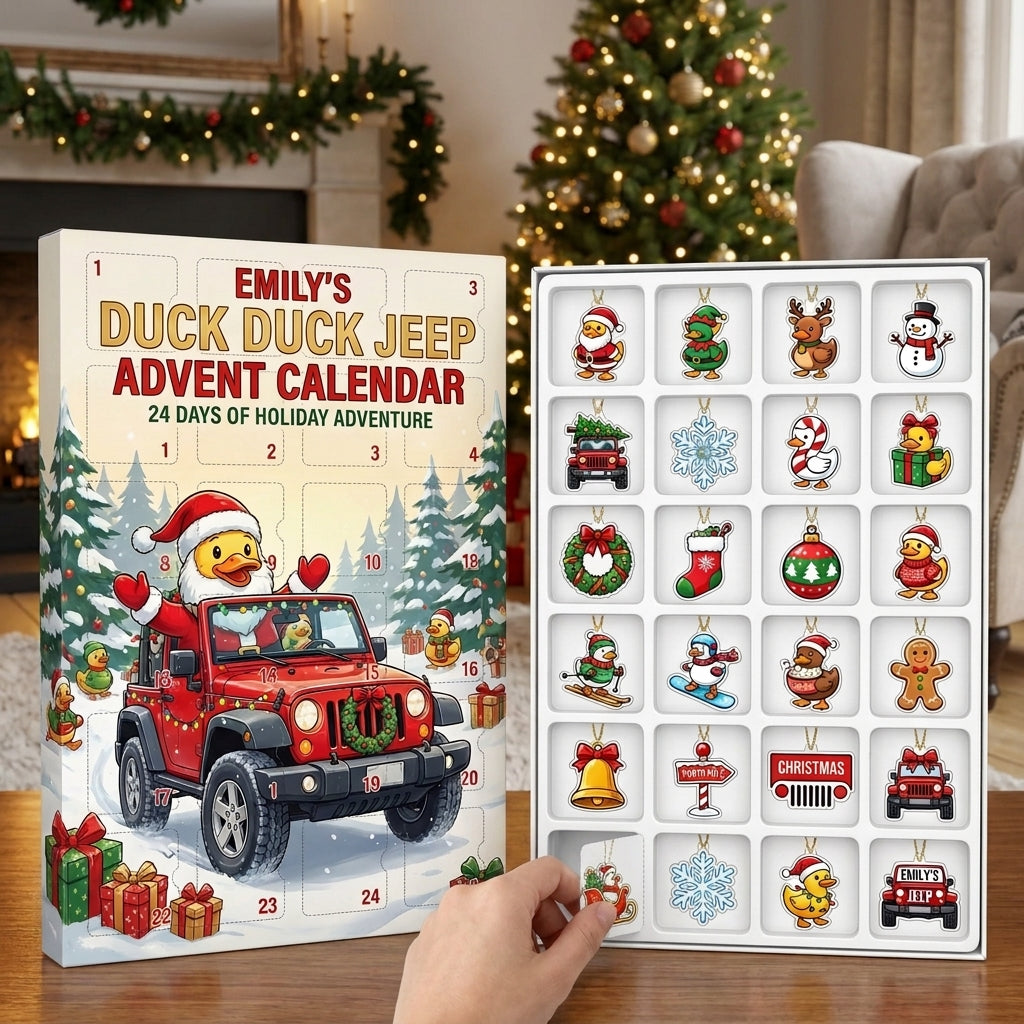 Red Jeep Christmas Cheer Personalized 24-Day Advent Calendar