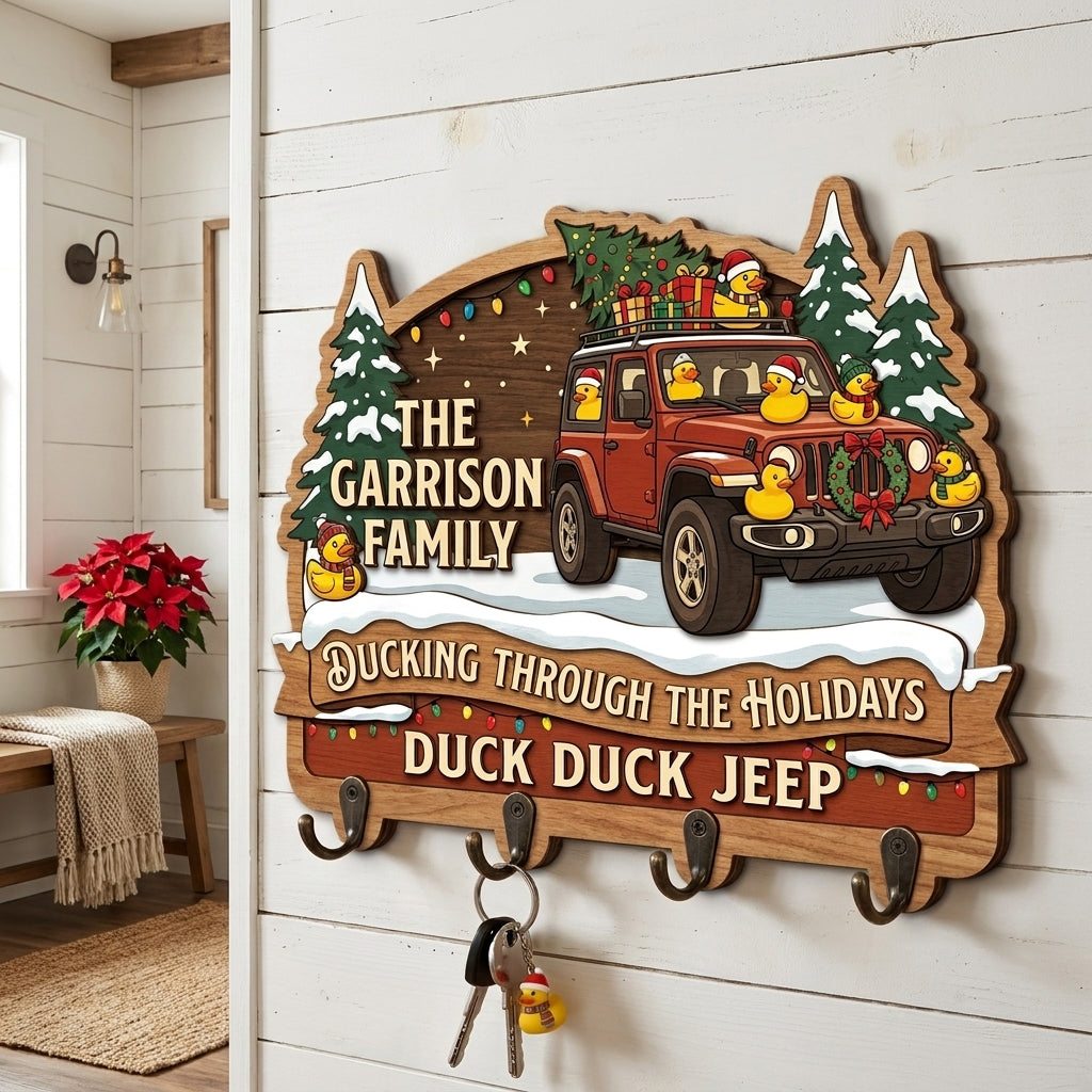 Ducking Through the Holidays Jeep Wood Key Holder