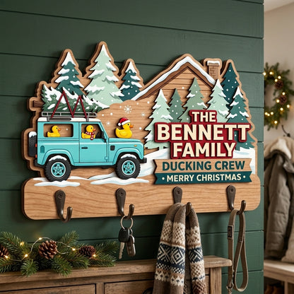 Ducking Crew Christmas Adventure Wood Key Holder