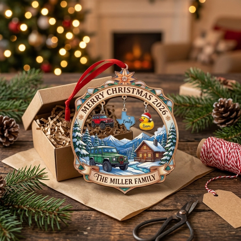 Personalized Jeep Christmas Ornament 2026