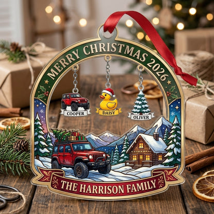 Personalized Jeep Christmas Family Ornament