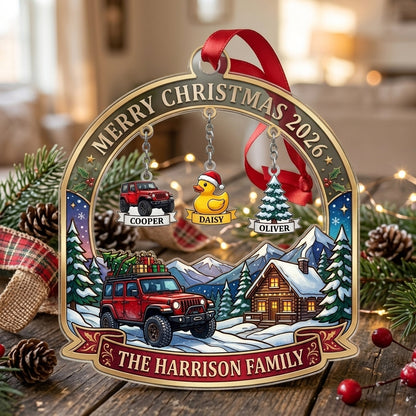 Personalized Jeep Christmas Family Ornament