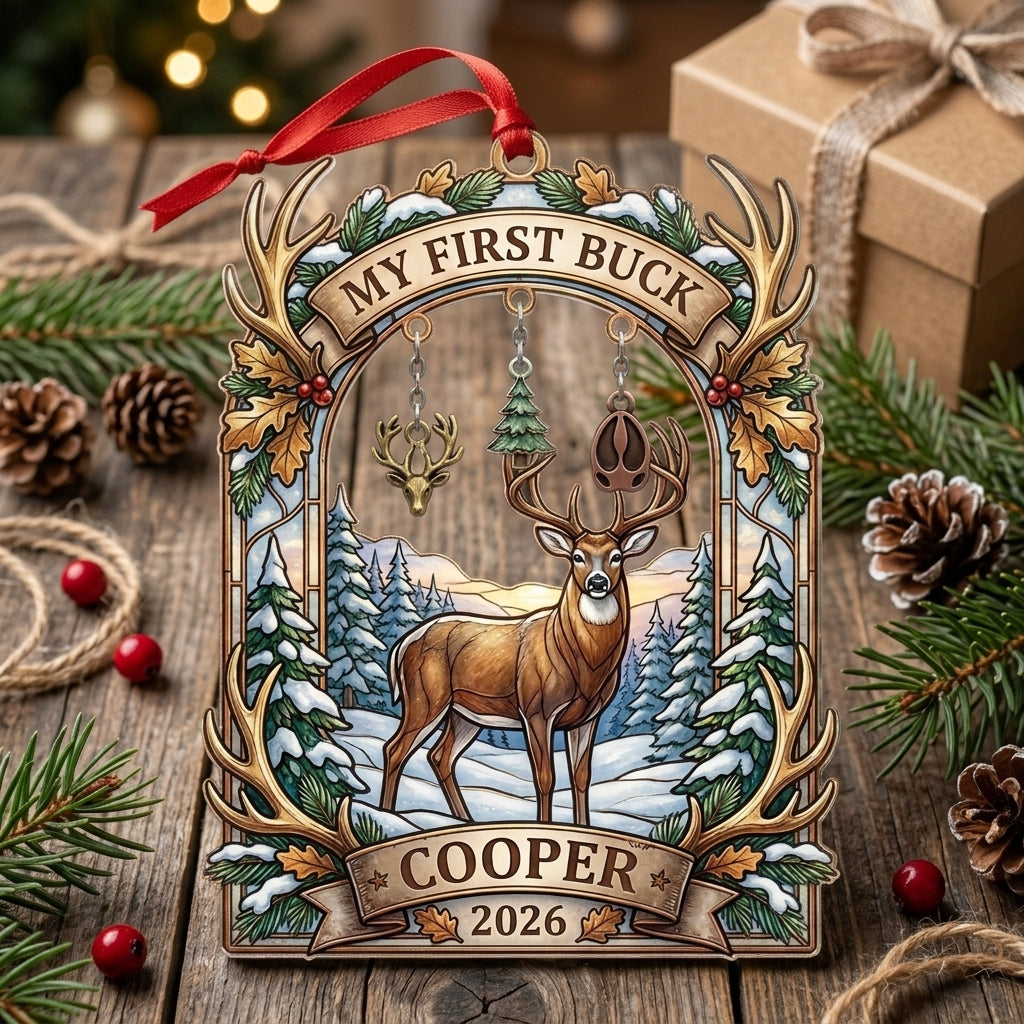 My First Buck Deer Hunting Personalized Christmas Ornament