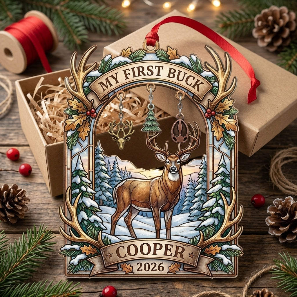 My First Buck Deer Hunting Personalized Christmas Ornament