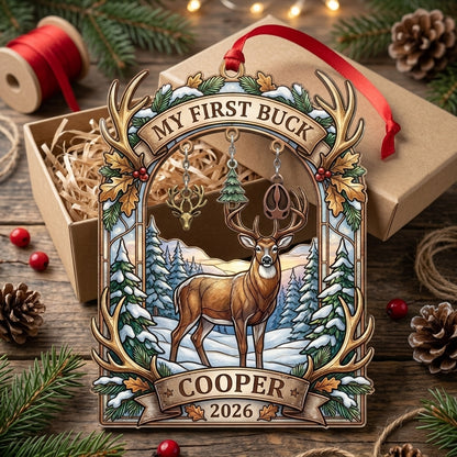 My First Buck Deer Hunting Personalized Christmas Ornament