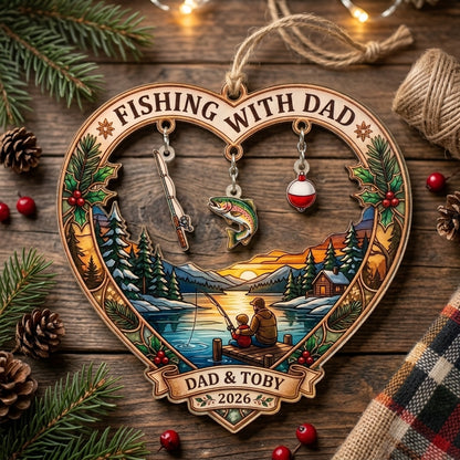 Fishing With Dad Family Fishing Personalized Christmas Ornament