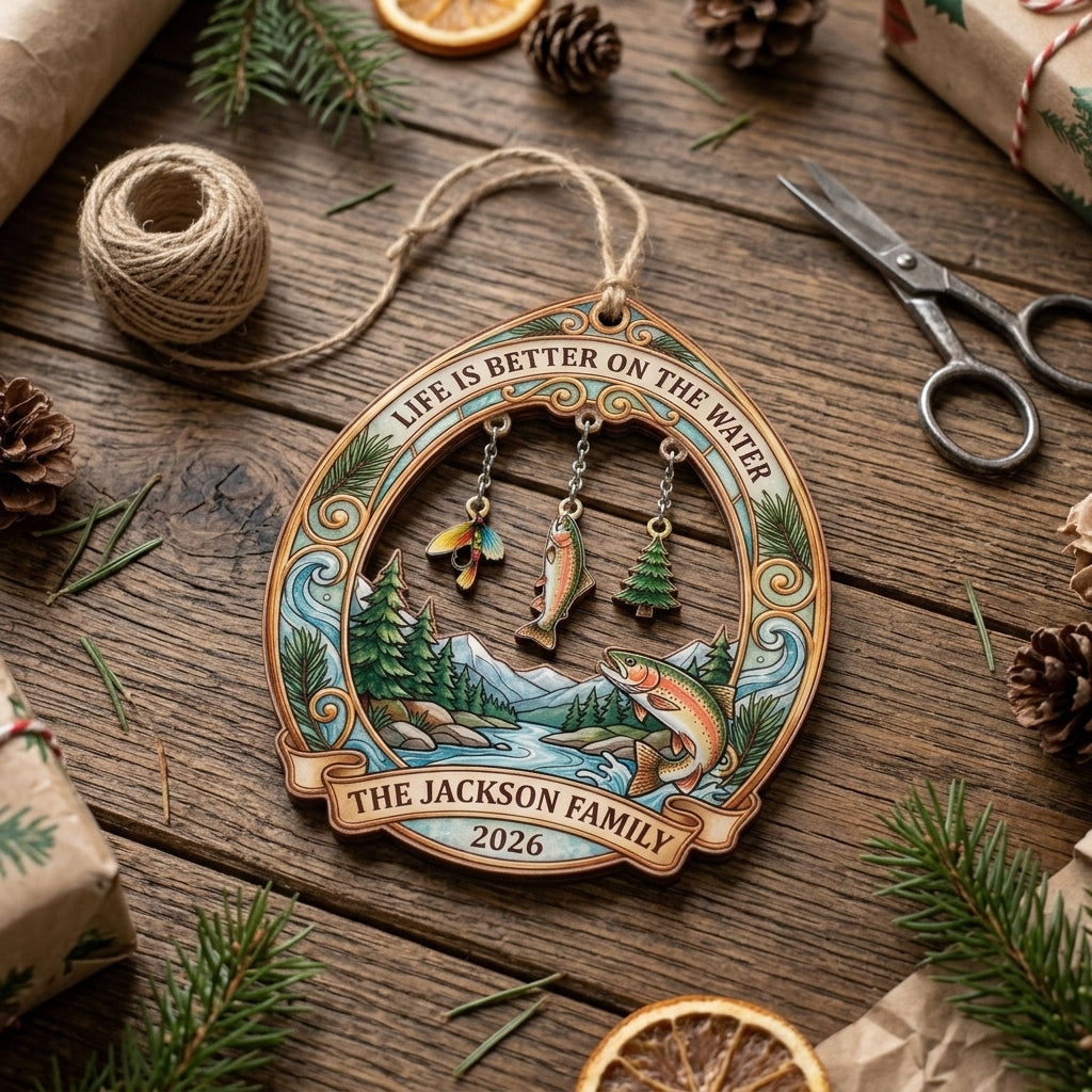 Life Is Better on the Water Trout Fishing Personalized Christmas Ornament