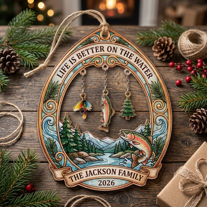 Life Is Better on the Water Trout Fishing Personalized Christmas Ornament