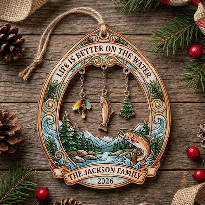 Life Is Better on the Water Trout Fishing Personalized Christmas Ornament