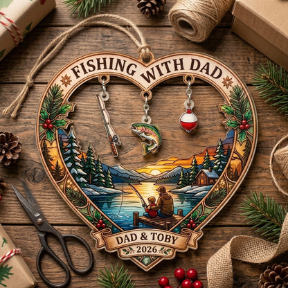 Fishing With Dad Family Fishing Personalized Christmas Ornament