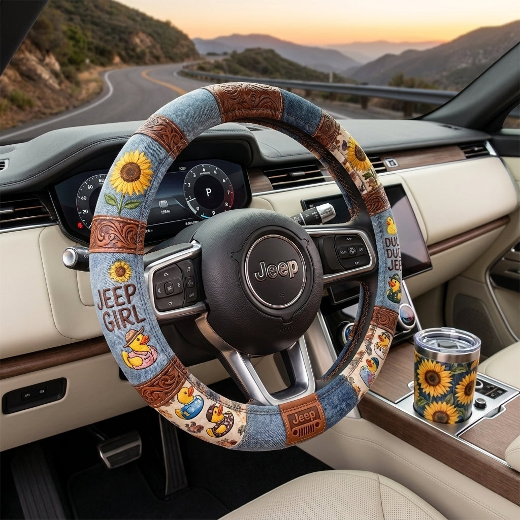 Sunflower Duck Duck Jeep Steering Wheel Cover